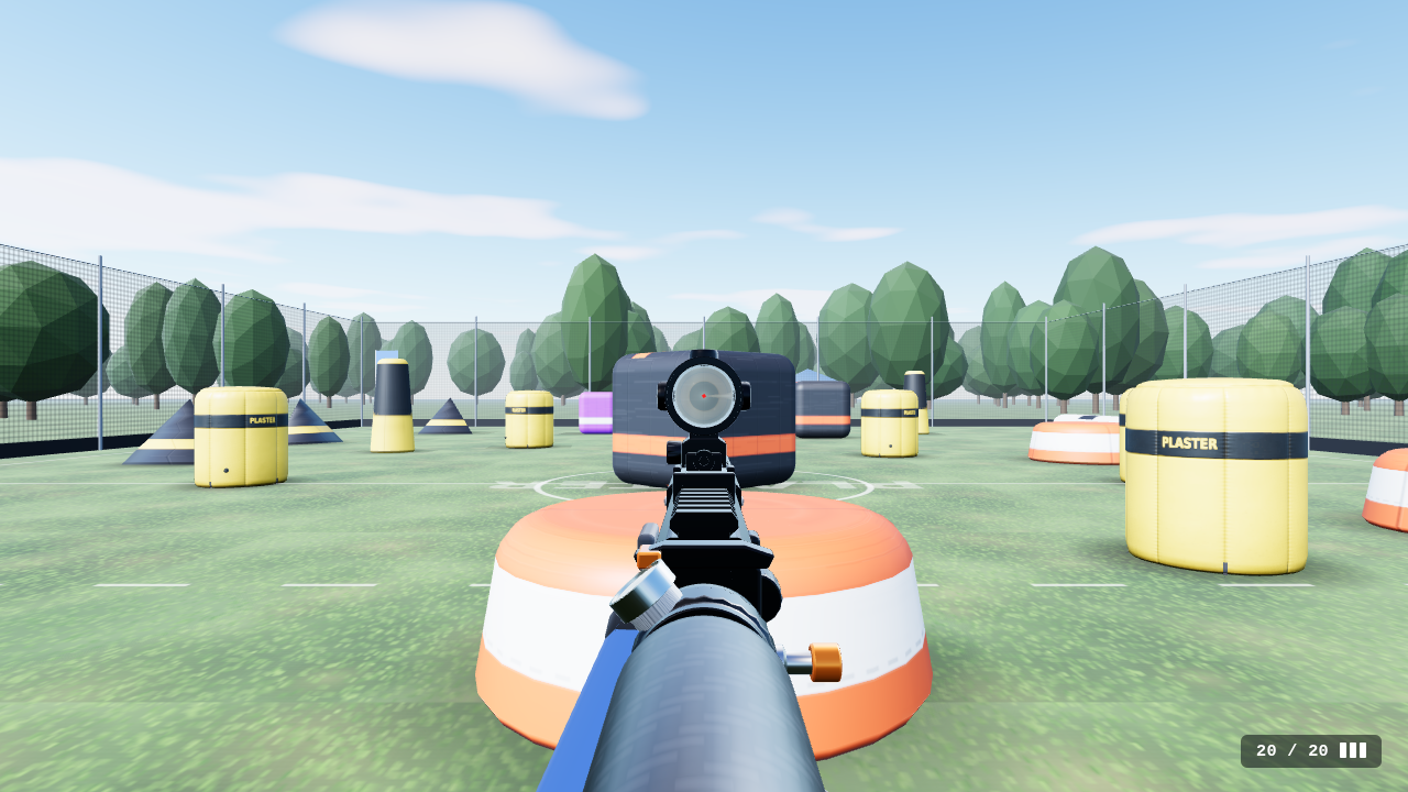 Right-click brings the red dot to the center of the screen and zooms the view.