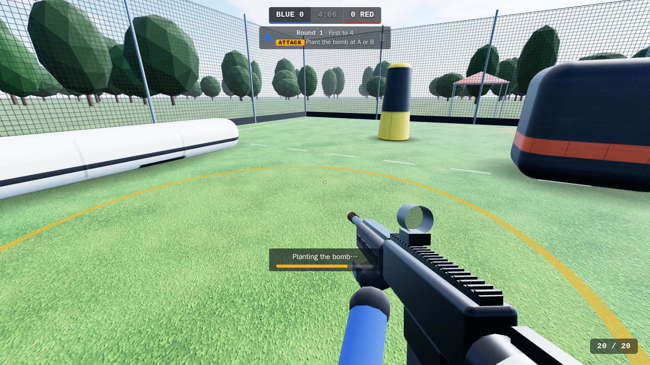 Search and Destroy: planting the paint bomb inside a site ring.